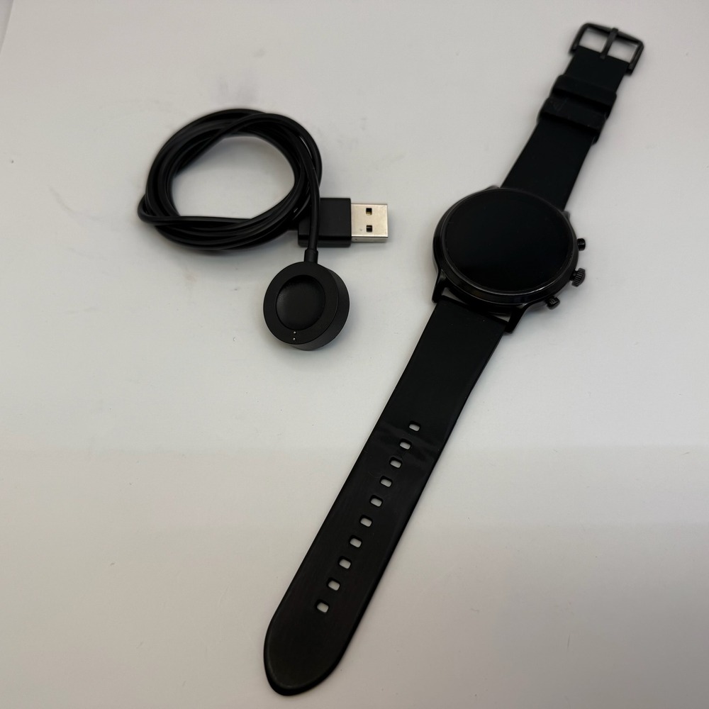 Fossil Gen 6 FTW4025 Black Smartwatch Silicone Band w/ Charger Tested